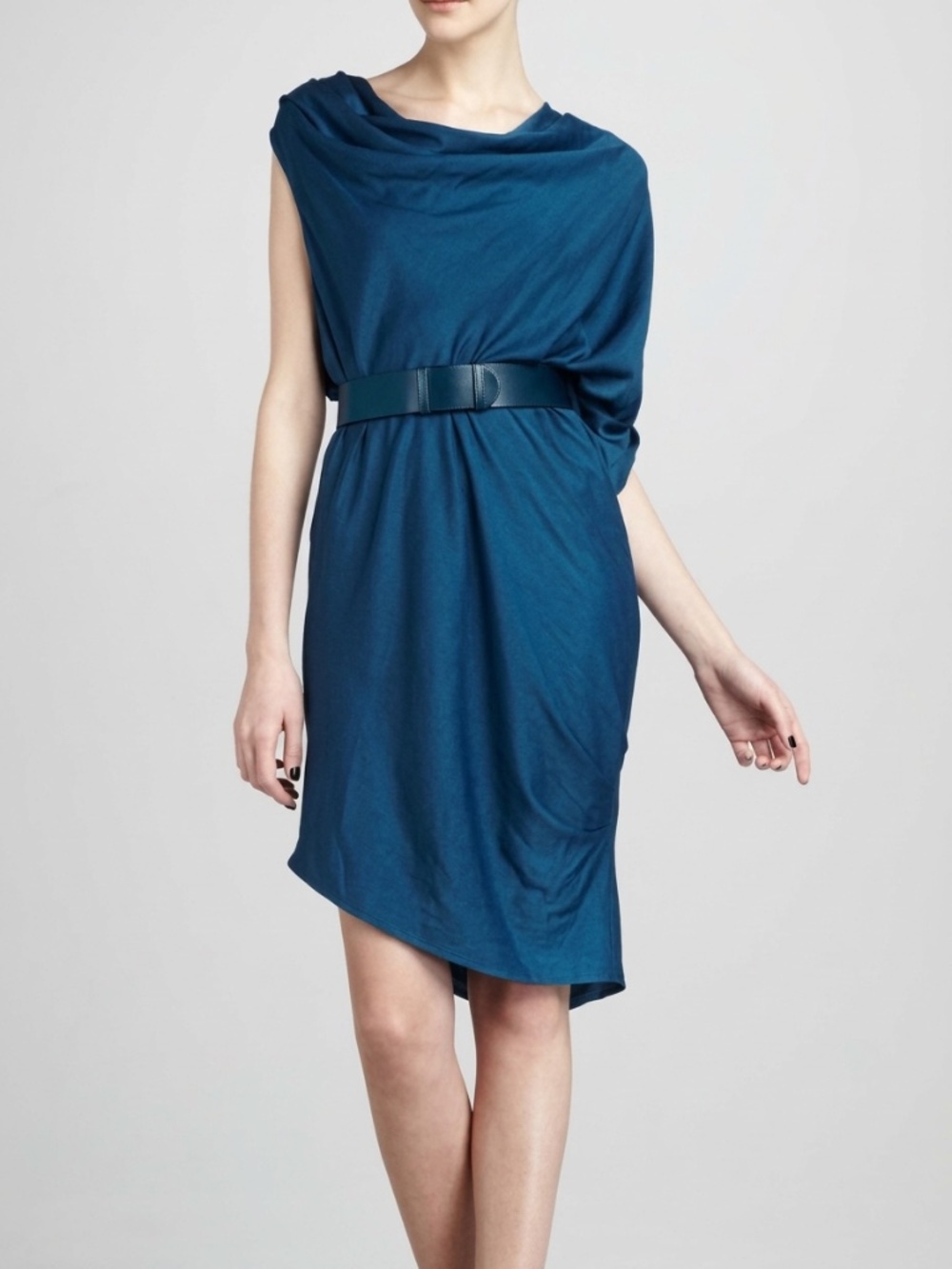 Halston Heritage Ocean Blue Charmeuse Draped Dress New M New New